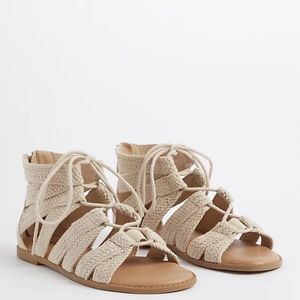 NEW TORRID WOVEN GLADIATOR NATURAL BEIGE SANDAL 10 WW WIDE